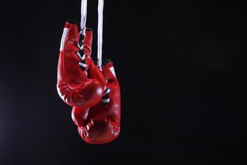 Red boxing gloves in the ring