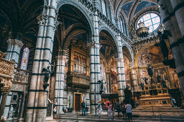 Panoramic view of interior of Siena Cathedral (Duomo di Siena)