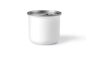  metal white tin can on white background