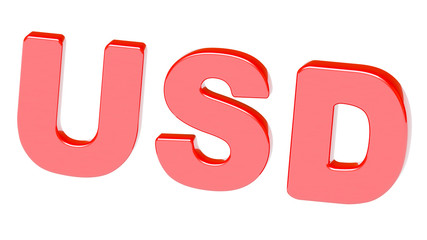 Dollar sign in white background. 3D Illustration.