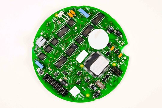 circle electronic board on white background