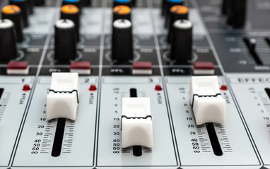 Professional audio sound mixer. Close up.