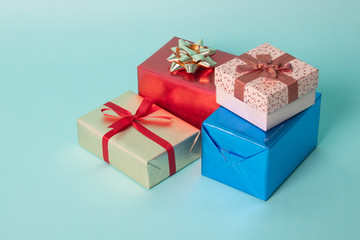 Pile of various size and color gift boxes