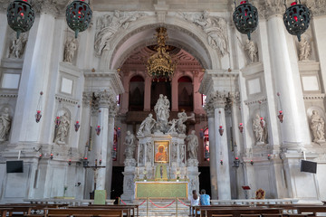 Panoramic of interior of Basilica di Santa Maria della Salute (Saint Mary of Healt)