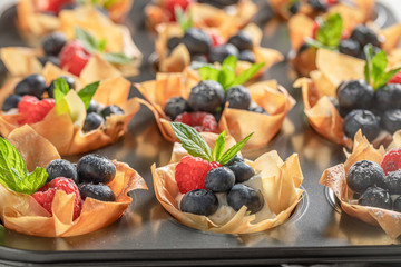 Fresh phyllo cups as a sweet summer snack