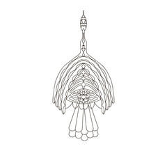 Vector of an abstract ethnic bird.Monochrome outline on a transparent background.The Style Of Zentangle.Freehand sketch for adults is an anti-stress coloring book with doodles and zentangle elements.