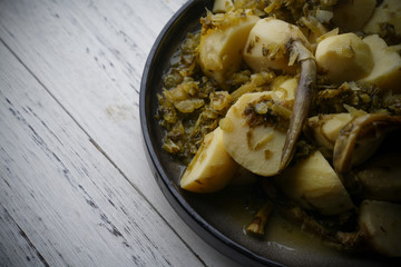 Stir fried mushrooms with preserved vegetables