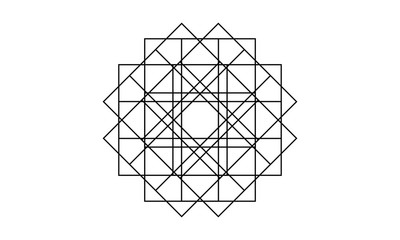 The circular pattern, geometric mandala. Intersecting straight line pattern.
