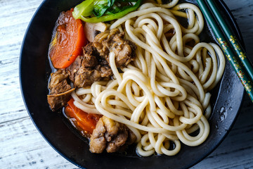 A bowl of braised beef noodles