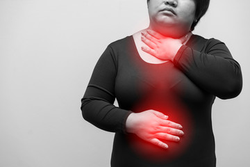 A Female have symptoms of burning sensation in the middle of the chest caused by acid reflux or...