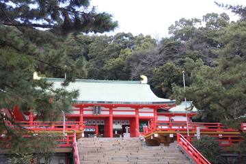 Akama Shrine in Shimonoseki, Japan. Japanese Kanji: Akama Shrine