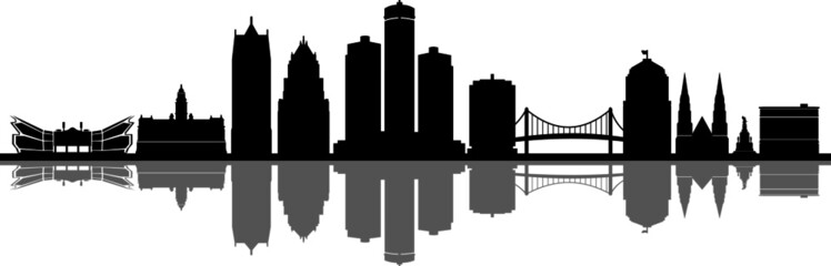 Obraz premium Detroit City Skyline Cityscape Silhouette Vector