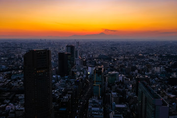 東京 渋谷スクランブルスクエア 展望台からの夕焼け