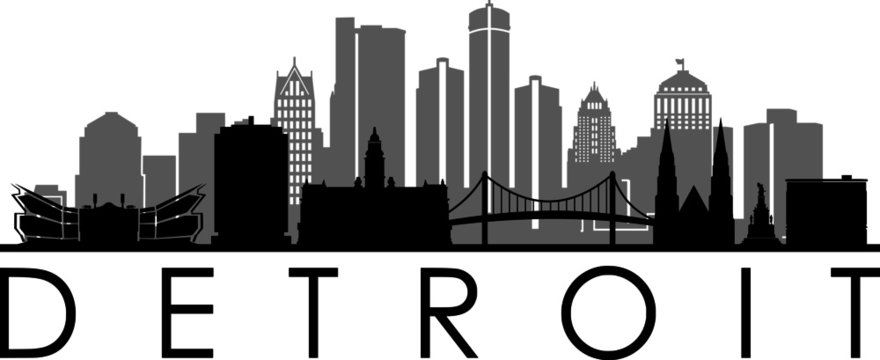 Detroit City Skyline Cityscape Silhouette Vector