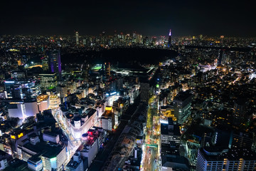 Fototapeta premium 東京 渋谷スクランブルスクエア 展望台からの夜景