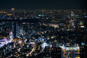 Fototapeta na wymiar 東京 渋谷スクランブルスクエア 展望台からの夜景