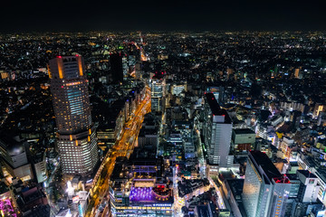 Fototapeta premium 東京 渋谷スクランブルスクエア 展望台からの夜景