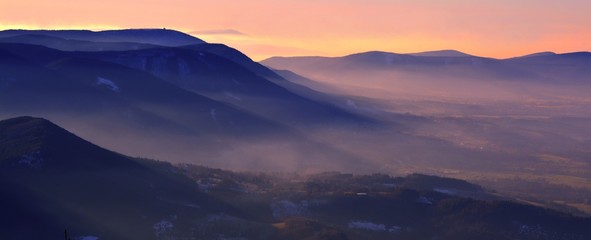 sunset in the mountains