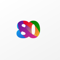 80 Years Anniversary Celebration Elegant Color Vector Template Design Illustration