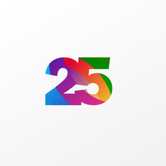 25 Years Anniversary Celebration Elegant Color Vector Template Design Illustration