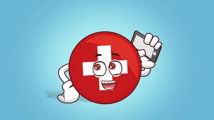 Cartoon Icon Flag Switzerland Face Animation Call Phone with Matte - Powered by Adobe