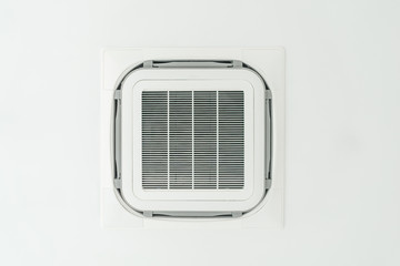 Ceiling mounted cassette type air conditioner in the modern building