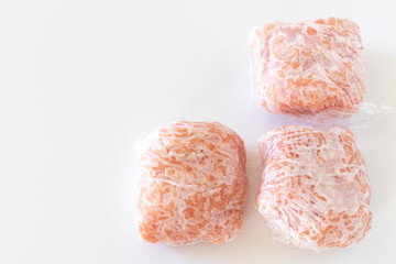 分けて冷凍した豚ひき肉