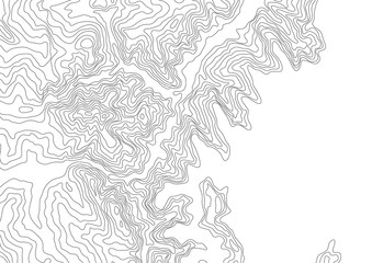 Abstract black and white topographic contours lines of mountains. Topography map art curve drawing. vector illustration.