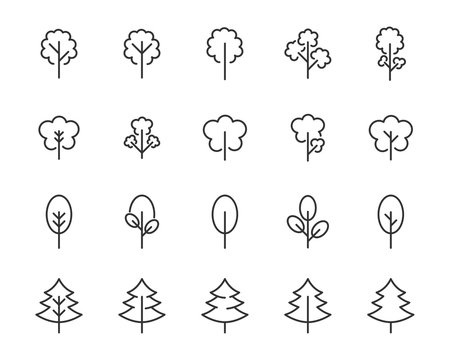 set of tree icons, forest, nature