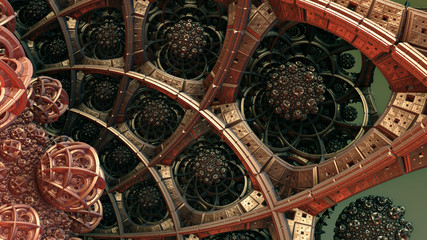 Abstract background 3D, fantastic ancient civilization architecture