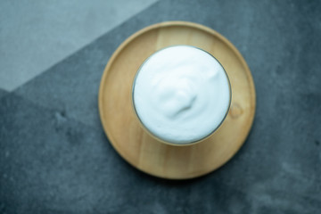 Vanilla milkshake with foam milk.