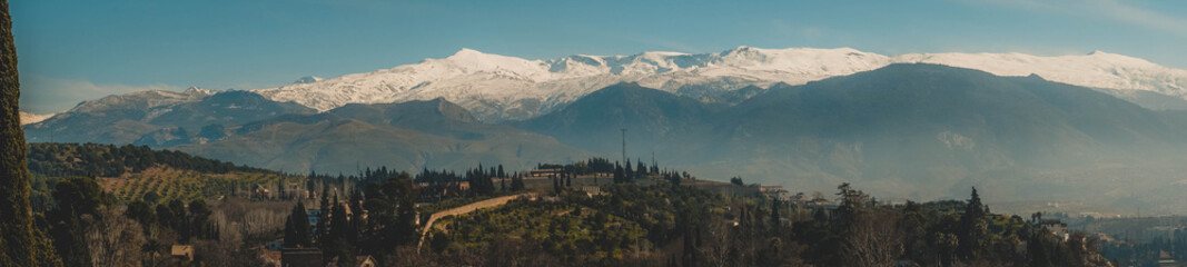 Sierra Nevada in snow with Alhambra