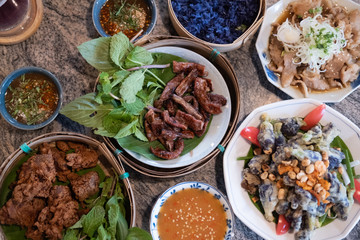 Various of Thai food on dinner table. Thai food