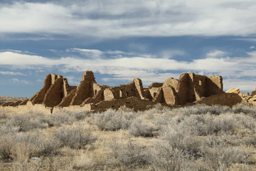 Pueblo Bonito in Chaco Culture National Historical Park in New Mexico, USA. This settlement was...