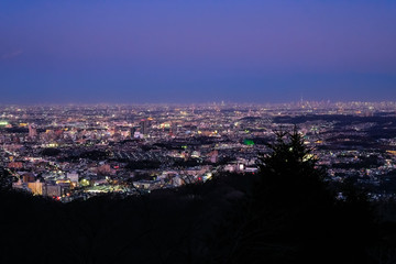 東京 高尾山 かすみ台展望台からの夕景