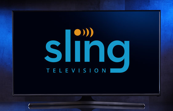 Flat-screen TV Set Displaying Logo Of Sling TV