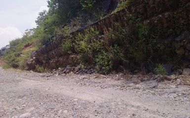 gabion failure slope near the road