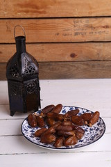 Moroccan dates in color background