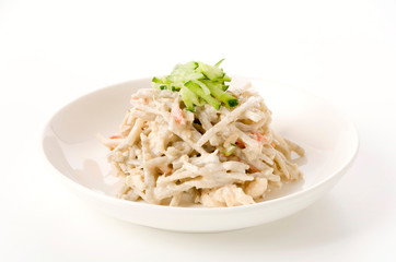 ゴボウと茹で鶏のサラダ