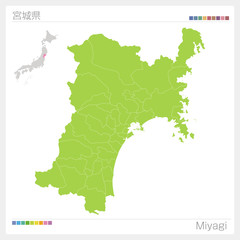 宮城県の地図・Miyagi（市町村・区分け）