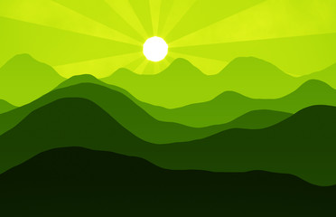 mountains hills sunset landscape