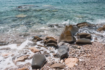 Fototapeta na wymiar Stone Beaches in Albania