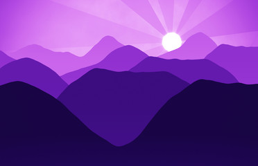 mountains hills sunset landscape