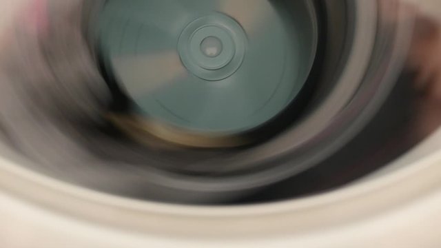 Washing Machine Drum Spinning Clothes – Inside View of Laundry Process in Motion