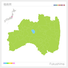 福島県の地図・Fukushima（市町村・区分け）