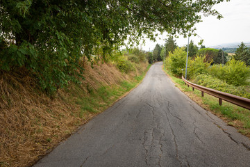 a secondary paved road next to Siena city, Tuscany, Italy
