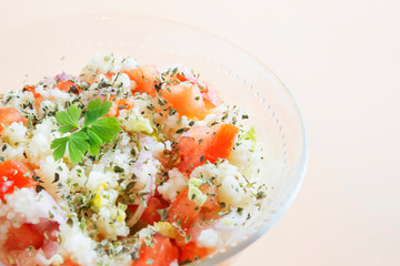 Traditional oriental salad Tabbouleh in bowl
