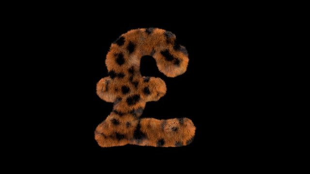 3D animated furry hairy zoo leopard text typeface with alpha channel gbp