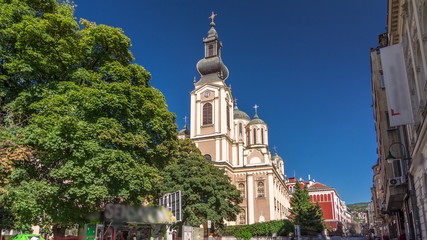 Serb Orthodox Cathedral in Sarajevo timelapse hyperlapse