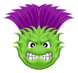 A thistle plant flower tough or mean sports mascot. National flower of Scotland so could be for Scottish themed teams.